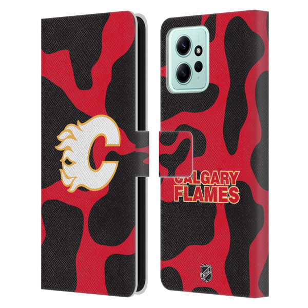 NHL Calgary Flames Cow Pattern Leather Book Wallet Case Cover For Xiaomi Redmi 12