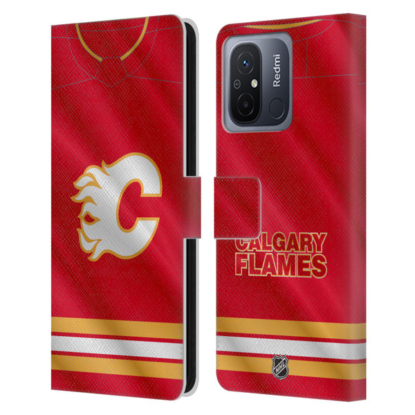 NHL Calgary Flames Jersey Leather Book Wallet Case Cover For Xiaomi Redmi 12C