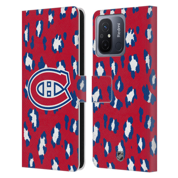 NHL Montreal Canadiens Leopard Patten Leather Book Wallet Case Cover For Xiaomi Redmi 12C