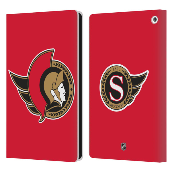 NHL Ottawa Senators Plain Leather Book Wallet Case Cover For Amazon Fire HD 8/Fire HD 8 Plus 2020
