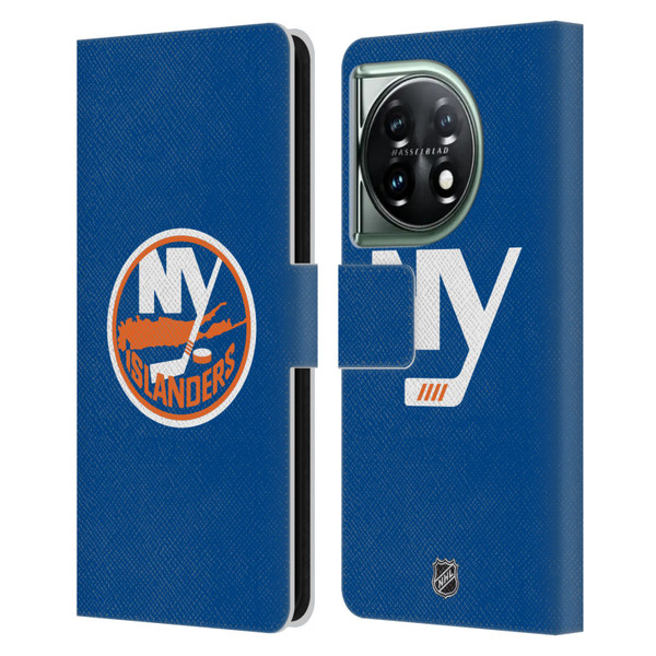 NHL New York Islanders Plain Leather Book Wallet Case Cover For OnePlus 11 5G