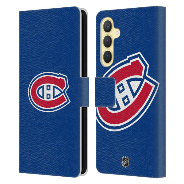NHL Montreal Canadiens Plain Leather Book Wallet Case Cover For Samsung Galaxy S23 FE 5G