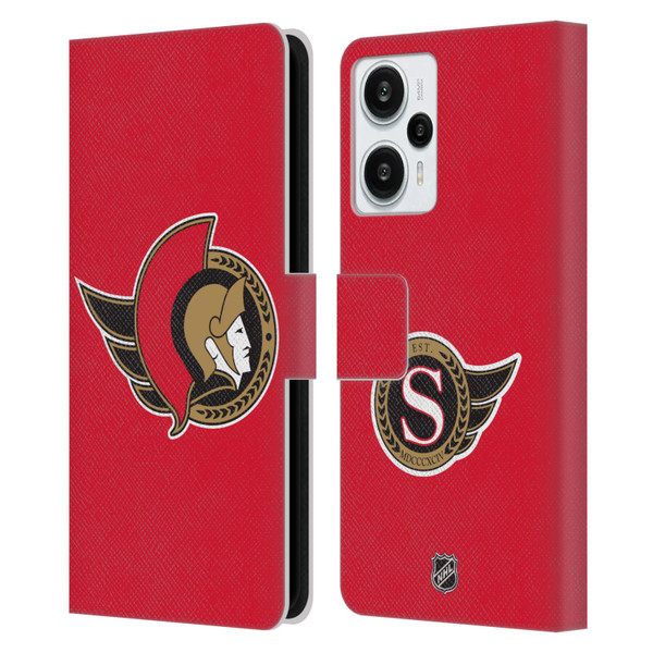 NHL Ottawa Senators Plain Leather Book Wallet Case Cover For Xiaomi Redmi Note 12T