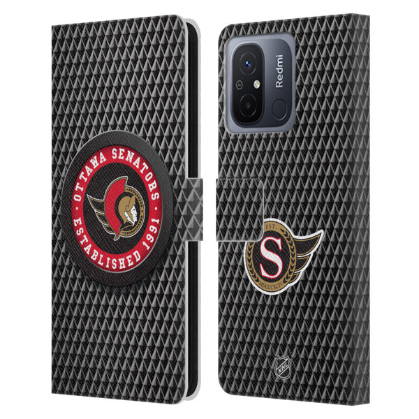 NHL Ottawa Senators Puck Texture Leather Book Wallet Case Cover For Xiaomi Redmi 12C