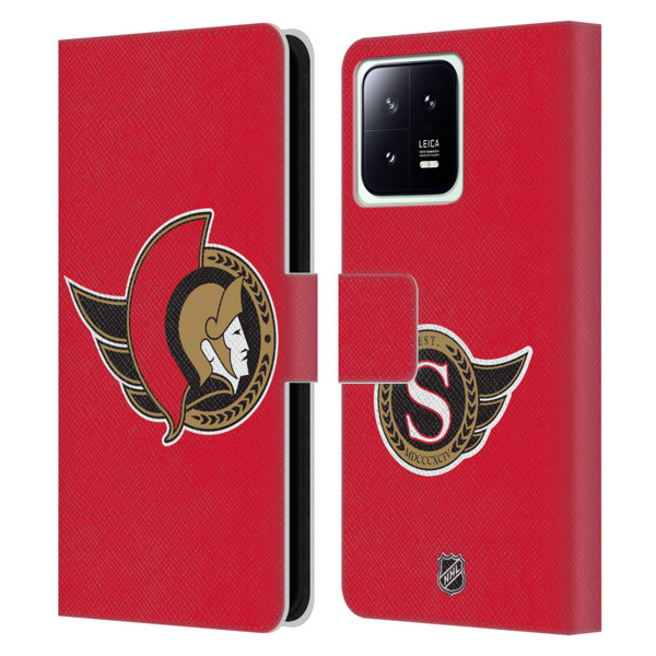 NHL Ottawa Senators Plain Leather Book Wallet Case Cover For Xiaomi 13 5G