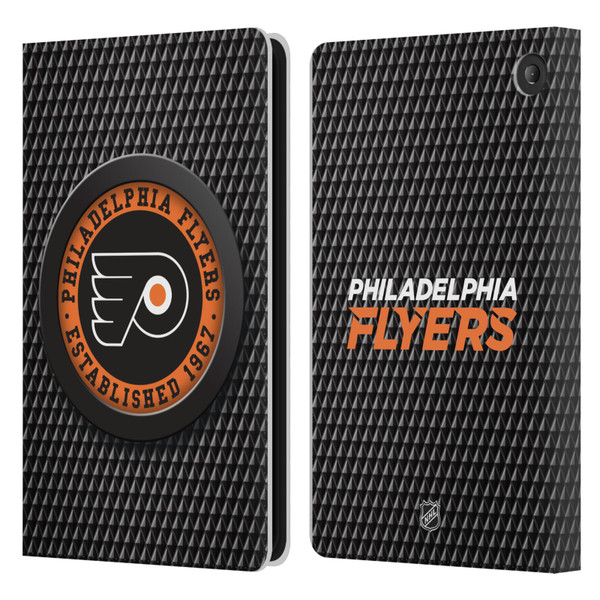 NHL Philadelphia Flyers Puck Texture Leather Book Wallet Case Cover For Amazon Fire 7 2022