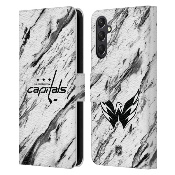 NHL Washington Capitals Marble Leather Book Wallet Case Cover For Samsung Galaxy A24 4G / M34 5G