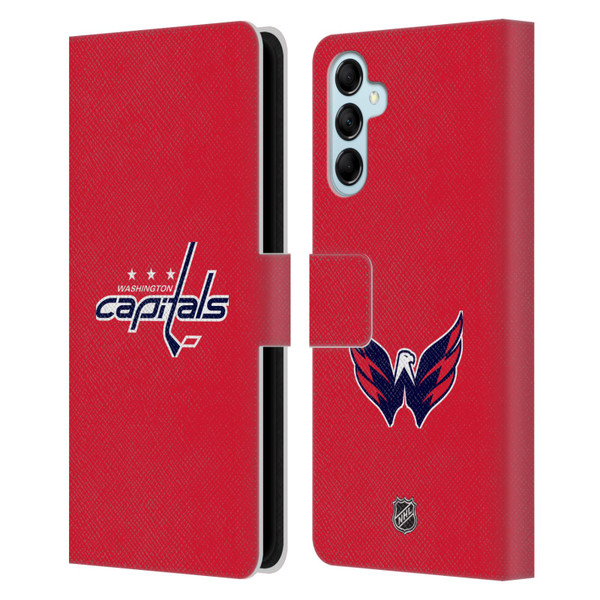 NHL Washington Capitals Plain Leather Book Wallet Case Cover For Samsung Galaxy M14 5G