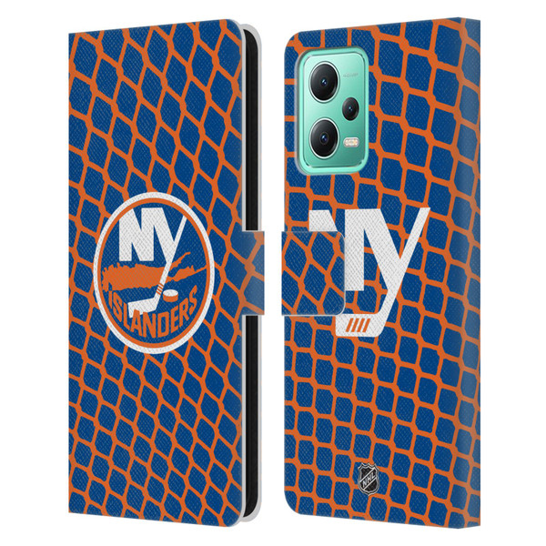 NHL New York Islanders Net Pattern Leather Book Wallet Case Cover For Xiaomi Redmi Note 12 5G