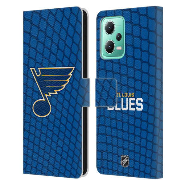 NHL St Louis Blues Net Pattern Leather Book Wallet Case Cover For Xiaomi Redmi Note 12 5G