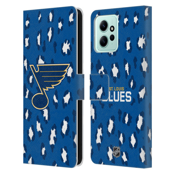 NHL St Louis Blues Leopard Patten Leather Book Wallet Case Cover For Xiaomi Redmi 12