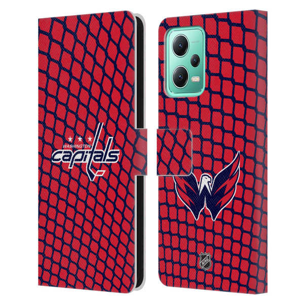 NHL Washington Capitals Net Pattern Leather Book Wallet Case Cover For Xiaomi Redmi Note 12 5G