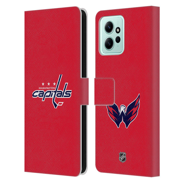 NHL Washington Capitals Plain Leather Book Wallet Case Cover For Xiaomi Redmi 12