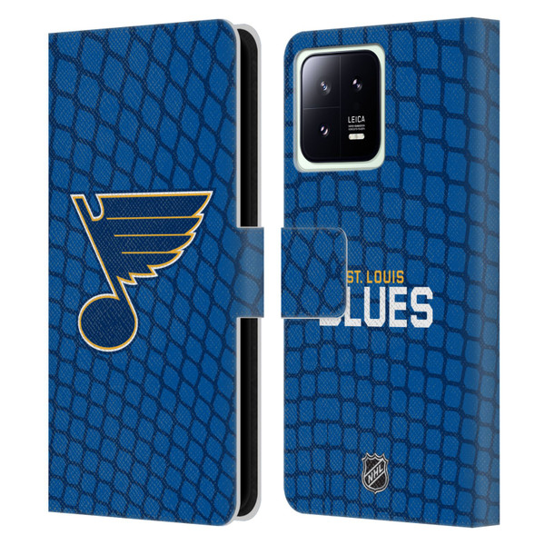 NHL St Louis Blues Net Pattern Leather Book Wallet Case Cover For Xiaomi 13 5G