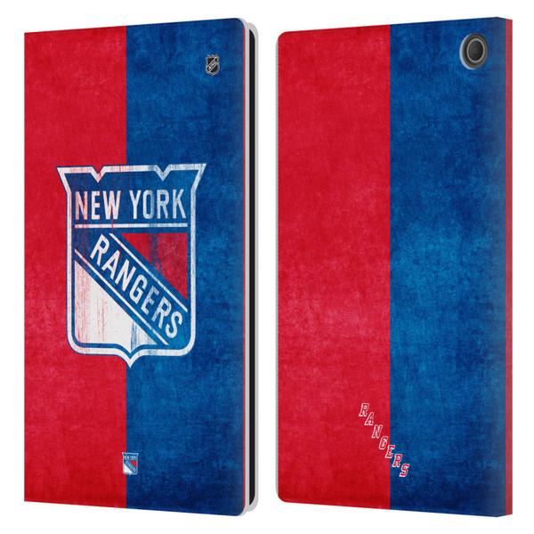 NHL New York Rangers Half Distressed Leather Book Wallet Case Cover For Amazon Fire Max 11 2023