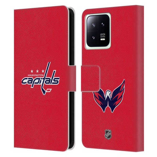 NHL Washington Capitals Plain Leather Book Wallet Case Cover For Xiaomi 13 5G