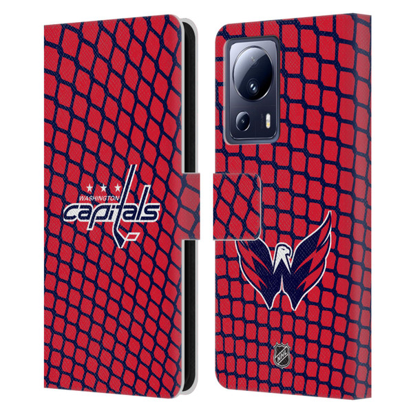 NHL Washington Capitals Net Pattern Leather Book Wallet Case Cover For Xiaomi 13 Lite 5G