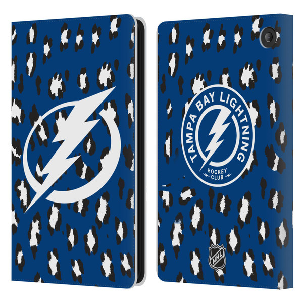 NHL Tampa Bay Lightning Leopard Patten Leather Book Wallet Case Cover For Amazon Fire 7 2022