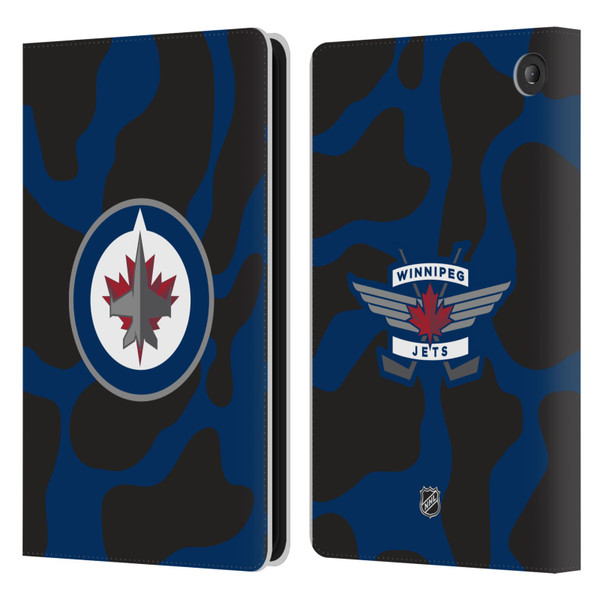 NHL Winnipeg Jets Cow Pattern Leather Book Wallet Case Cover For Amazon Fire 7 2022