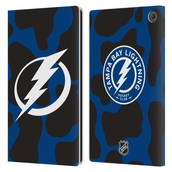 NHL Tampa Bay Lightning Cow Pattern Leather Book Wallet Case Cover For Amazon Fire Max 11 2023