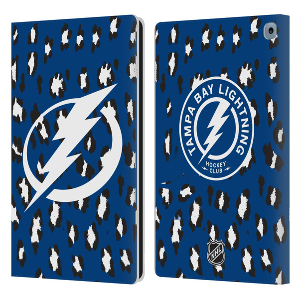 NHL Tampa Bay Lightning Leopard Patten Leather Book Wallet Case Cover For Amazon Fire HD 10 / Plus 2021