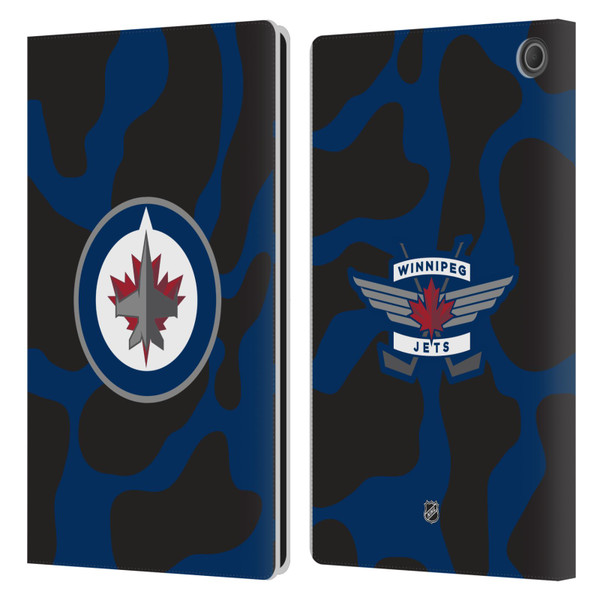 NHL Winnipeg Jets Cow Pattern Leather Book Wallet Case Cover For Amazon Fire Max 11 2023