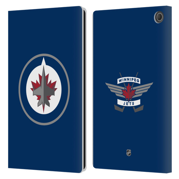 NHL Winnipeg Jets Plain Leather Book Wallet Case Cover For Amazon Fire Max 11 2023