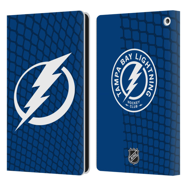 NHL Tampa Bay Lightning Net Pattern Leather Book Wallet Case Cover For Amazon Fire HD 8/Fire HD 8 Plus 2020