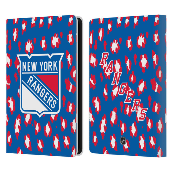 NHL New York Rangers Leopard Patten Leather Book Wallet Case Cover For Amazon Kindle Paperwhite 5 (2021)