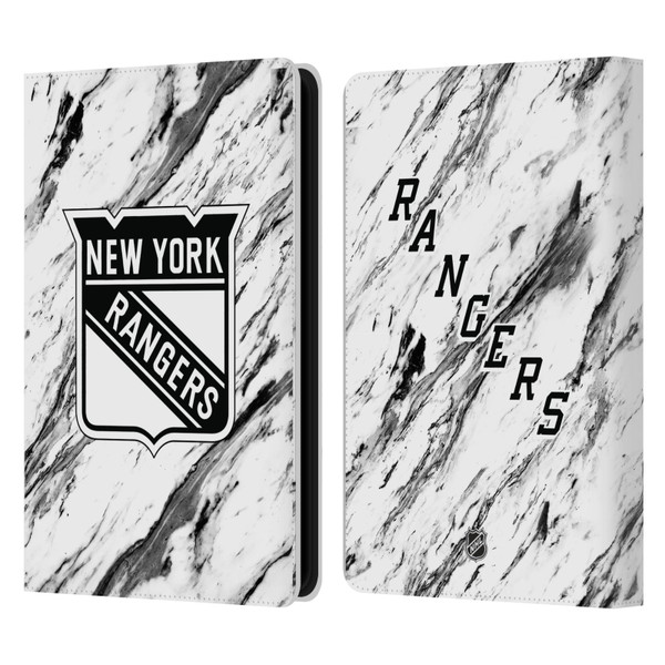 NHL New York Rangers Marble Leather Book Wallet Case Cover For Amazon Kindle Paperwhite 5 (2021)