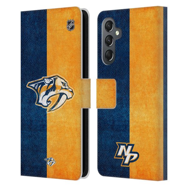 NHL Nashville Predators Half Distressed Leather Book Wallet Case Cover For Samsung Galaxy A25 5G