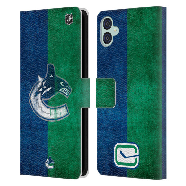 NHL Vancouver Canucks Half Distressed Leather Book Wallet Case Cover For Samsung Galaxy M04 5G / A04e