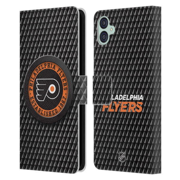 NHL Philadelphia Flyers Puck Texture Leather Book Wallet Case Cover For Samsung Galaxy M04 5G / A04e