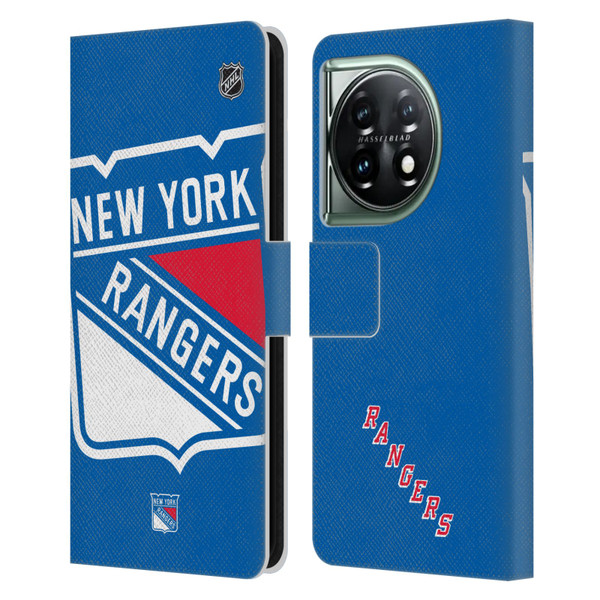 NHL New York Rangers Oversized Leather Book Wallet Case Cover For OnePlus 11 5G