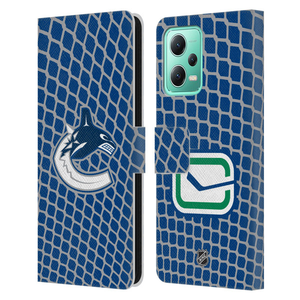 NHL Vancouver Canucks Net Pattern Leather Book Wallet Case Cover For Xiaomi Redmi Note 12 5G
