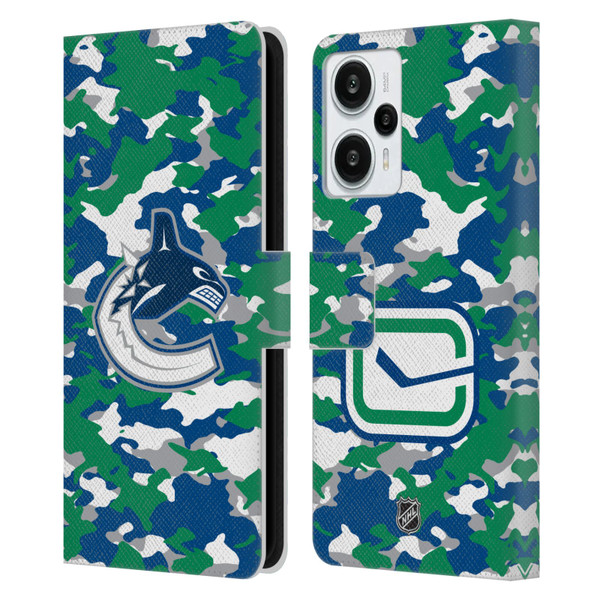 NHL Vancouver Canucks Camouflage Leather Book Wallet Case Cover For Xiaomi Redmi Note 12T