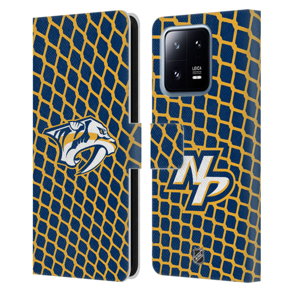 NHL Nashville Predators Net Pattern Leather Book Wallet Case Cover For Xiaomi 13 Pro 5G