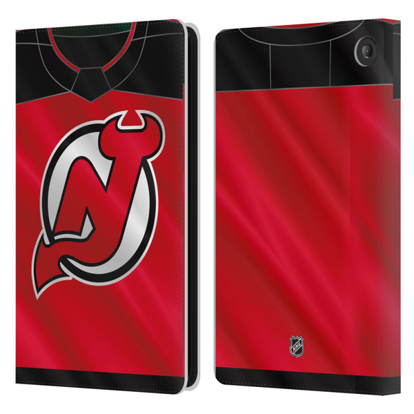 NHL New Jersey Devils Jersey Leather Book Wallet Case Cover For Amazon Fire 7 2022