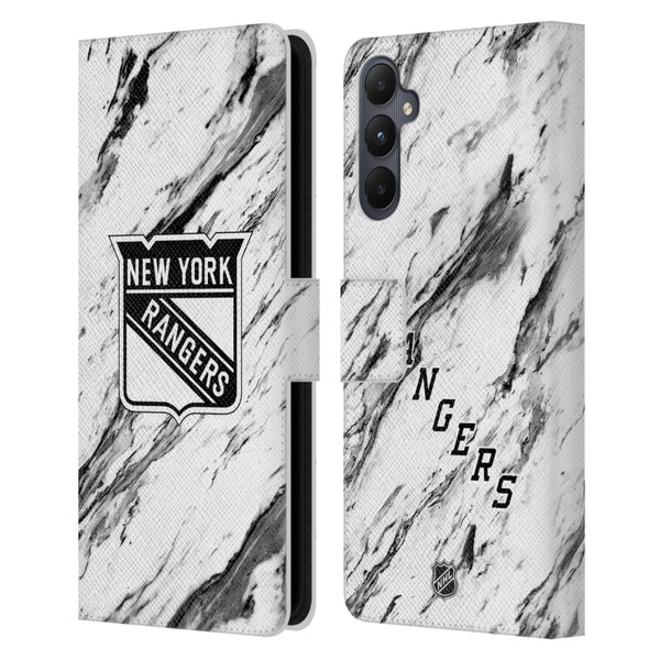 NHL New York Rangers Marble Leather Book Wallet Case Cover For Samsung Galaxy A05s