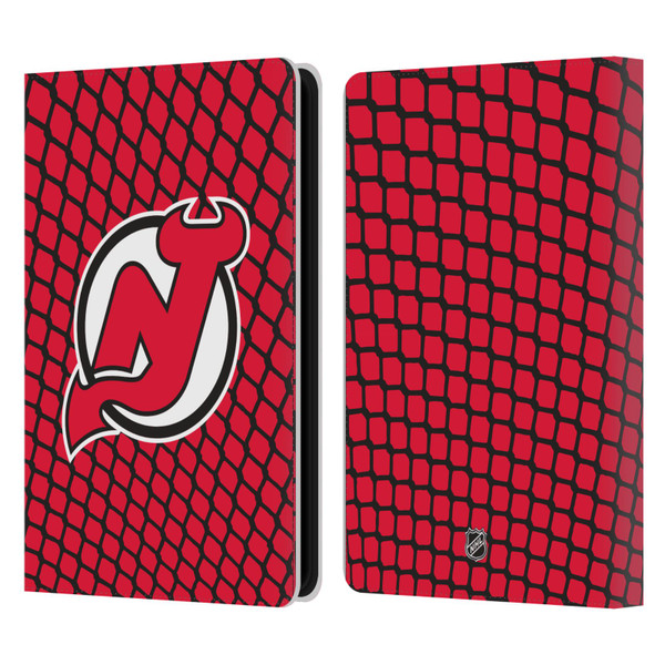 NHL New Jersey Devils Net Pattern Leather Book Wallet Case Cover For Amazon Kindle Paperwhite 5 (2021)