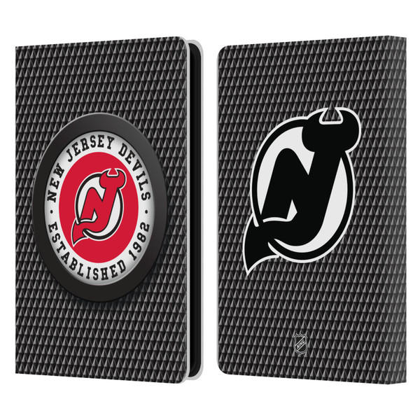 NHL New Jersey Devils Puck Texture Leather Book Wallet Case Cover For Amazon Kindle Paperwhite 5 (2021)