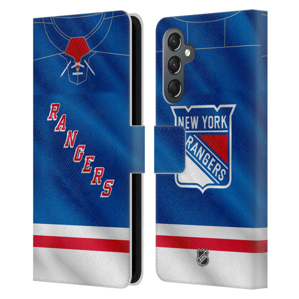 NHL New York Rangers Jersey Leather Book Wallet Case Cover For Samsung Galaxy A25 5G