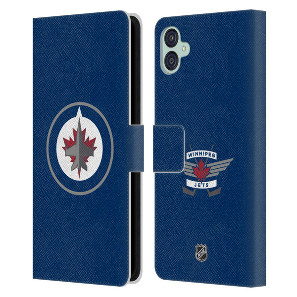 NHL Winnipeg Jets Plain Leather Book Wallet Case Cover For Samsung Galaxy M04 5G / A04e