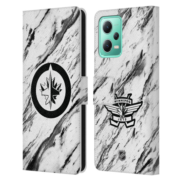 NHL Winnipeg Jets Marble Leather Book Wallet Case Cover For Xiaomi Redmi Note 12 5G