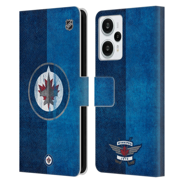 NHL Winnipeg Jets Half Distressed Leather Book Wallet Case Cover For Xiaomi Redmi Note 12T