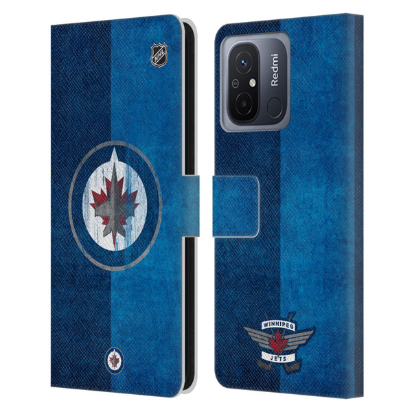 NHL Winnipeg Jets Half Distressed Leather Book Wallet Case Cover For Xiaomi Redmi 12C