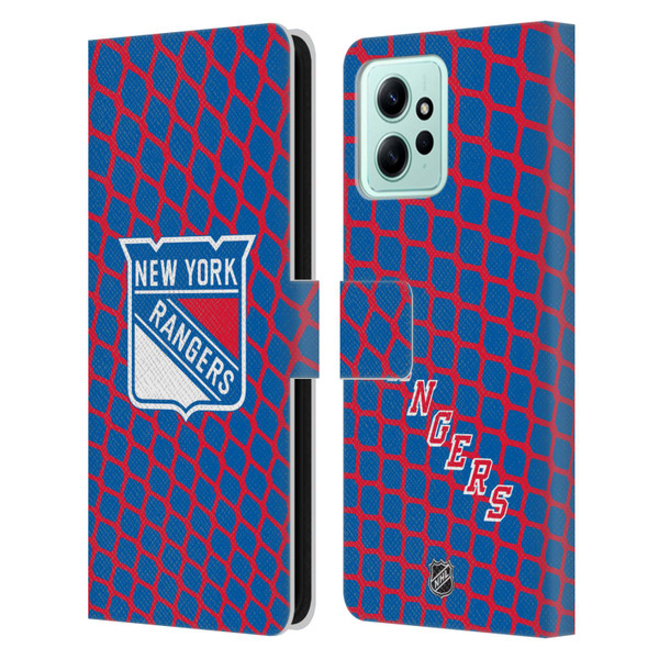 NHL New York Rangers Net Pattern Leather Book Wallet Case Cover For Xiaomi Redmi 12