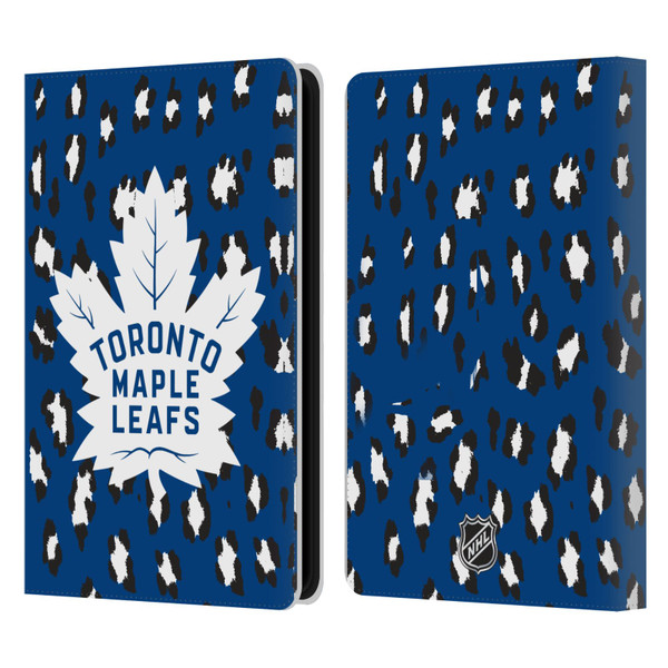 NHL Toronto Maple Leafs Leopard Patten Leather Book Wallet Case Cover For Amazon Kindle Paperwhite 5 (2021)