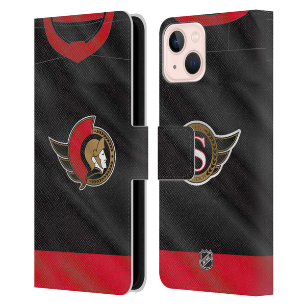 NHL Ottawa Senators Jersey Leather Book Wallet Case Cover For Apple iPhone 13