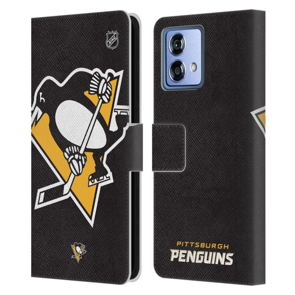 NHL Pittsburgh Penguins Oversized Leather Book Wallet Case Cover For Motorola Moto G84 5G